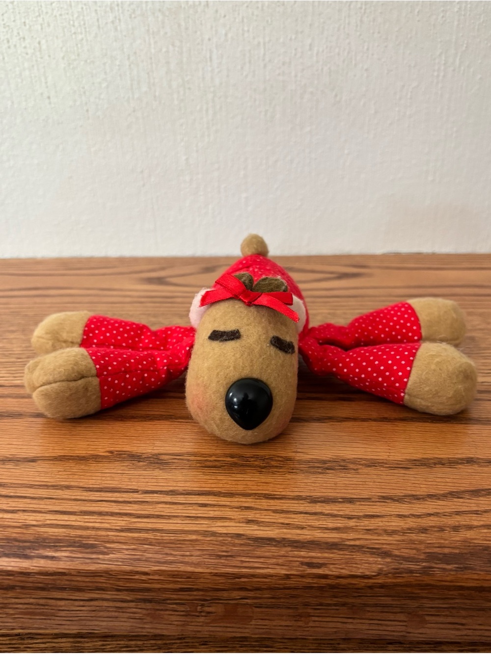 Vintage HALLMARK Ramona Reindeer R4004 Plush 1986 Christmas Red White Dot Outfit